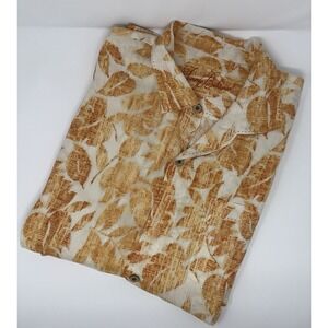 Tommy Bahama Tan/Orange XL 100% Silk Floral Hawaiian Short Sleeve